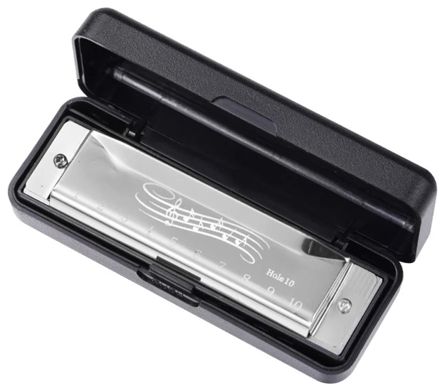 Губная гармошка металлическая (серебристая) ZT-MR-002522-С
