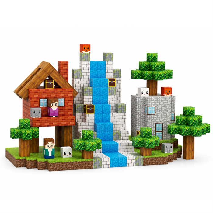 Конструктор магнитный Minecraft 108 дет.  Зеленый ZT-KO-005685